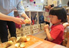 食育「タケノコの皮むき」