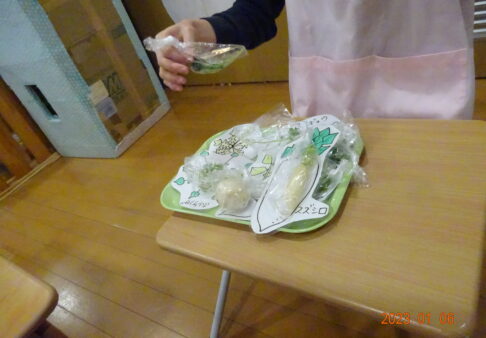 りす組（１歳児クラス）☆食育〈七草に触れる〉