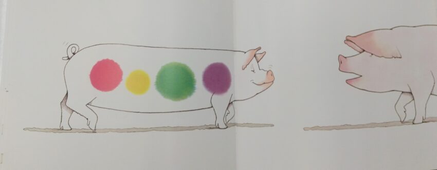 ６月の２歳児さん向けの絵本動画は「なにをたべてきたの？」です。<br />
動物たちのゆったりとした関りの中でフルーツや色に触れる事の出来る絵本です。<br />
ホッとしたい時にお勧めの１冊です🐷