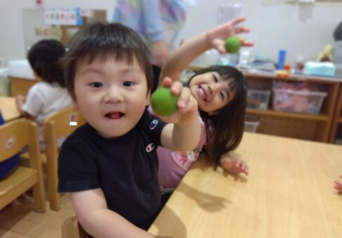 2歳児　ぱんだ組　「梅ジュース作りしたよ♪」