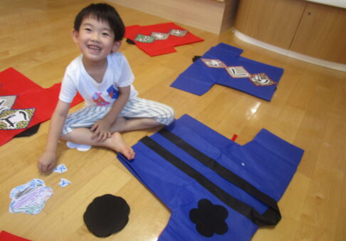 【5歳児】運動会の法被を作ったよ