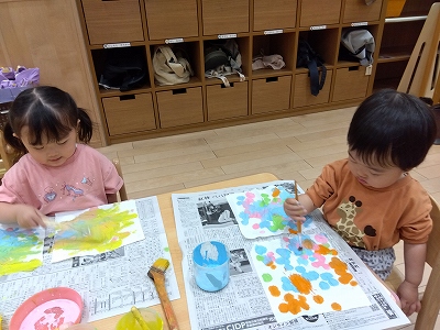 1歳児　ファミリーデー制作をしたよ！