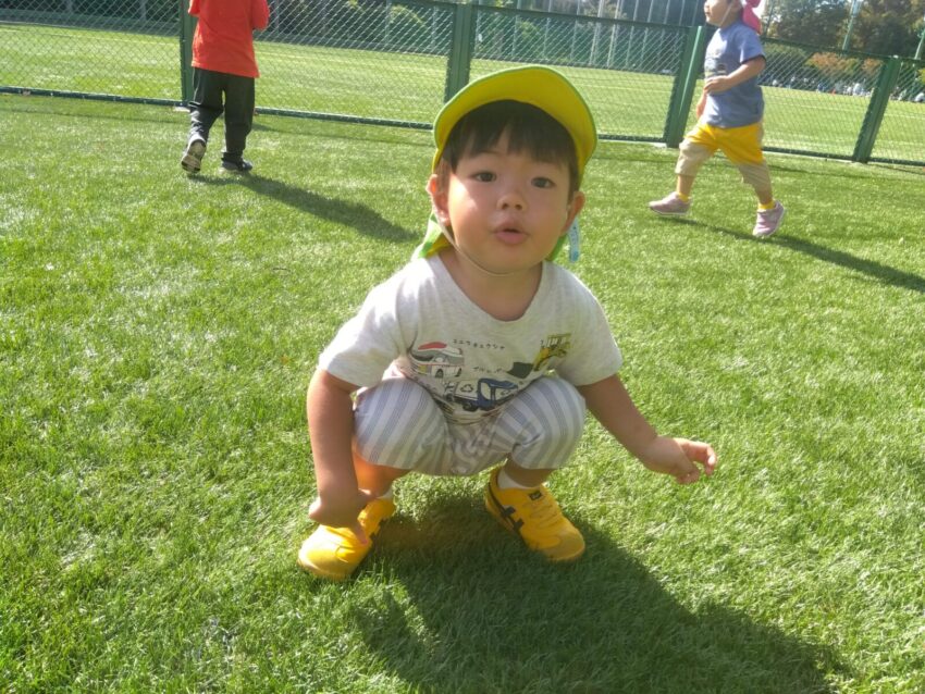 芝生の上で少し休憩中