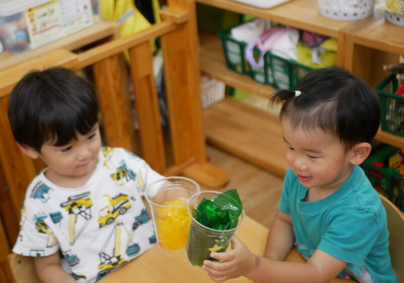 完成したジュースで乾杯!
