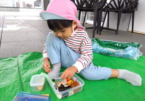 2歳児「屋上ランチ🍙🍴✨」