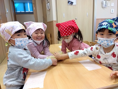 3歳児　食育「スイートポテト作り」