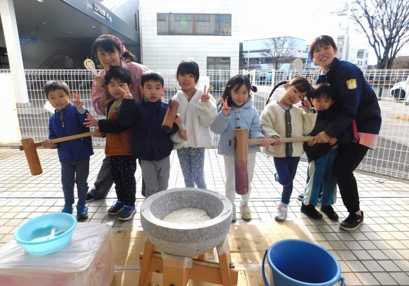 みんなで力を合わせて、おもちになったよ！