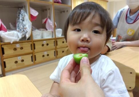 1歳児 りす組【瓶へいれられるかな？？】