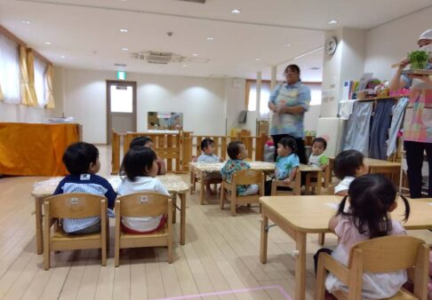 １歳児　りす組　「豆苗を育てよう」